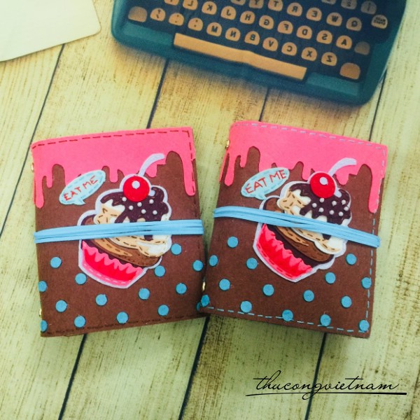 Sổ vải nỉ thay ruột 8x13cm Cupcake
