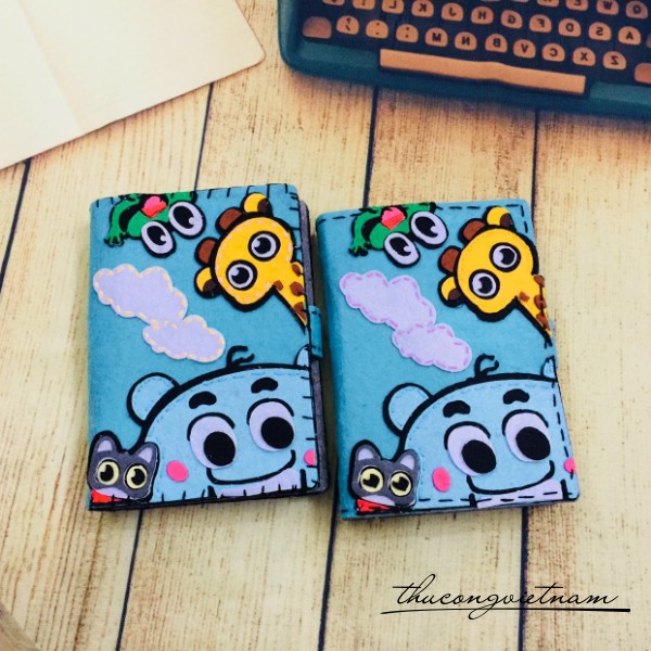 Sổ vải nỉ thay ruột 8x13cm Animals