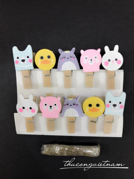 Kẹp gỗ hình Totoro, vịt, thỏ trắng