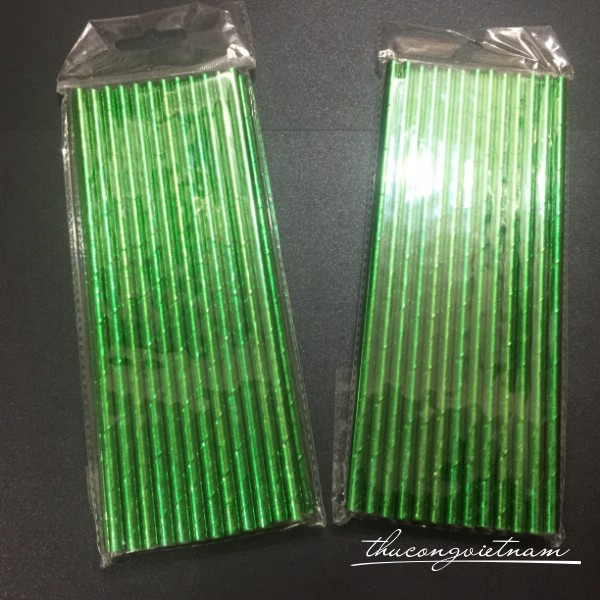 Ống hút giấy nhũ xanh lá