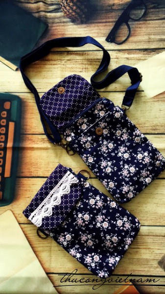 Túi đeo vải vintage 12x19cm dây dù mẫu 2
