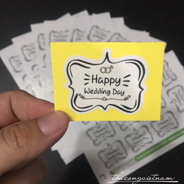 Sticker Vinacraft Happy weeding day đen