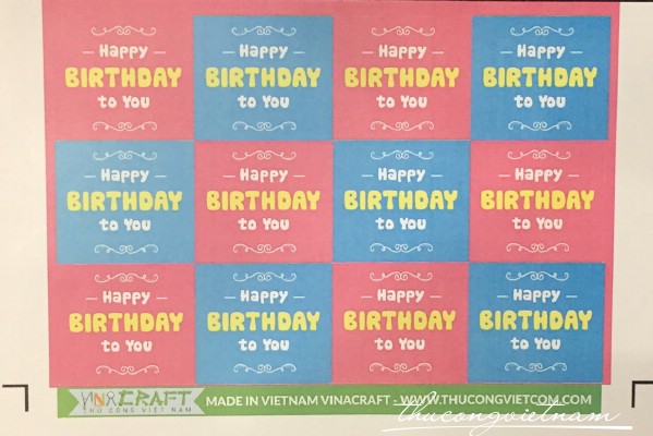 Sticker Vinacraft Happy birthday to you đỏ-xanh