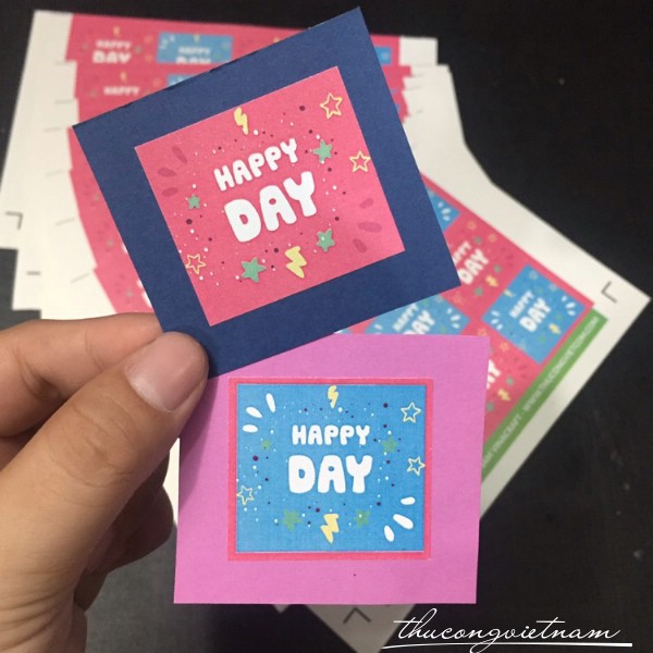 Sticker Vinacraft Happy day đỏ-xanh