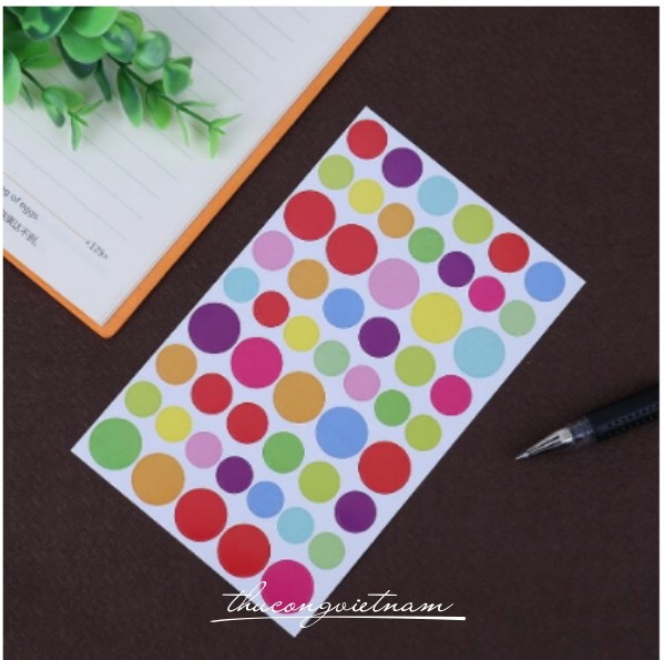 Sticker hình tròn nhiều màu