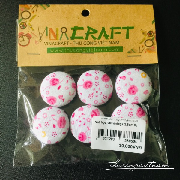 Nút bọc vải vintage 6c 2.5cm mẫu 3
