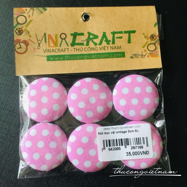 Nút bọc vải vintage 6c 3cm mẫu 6