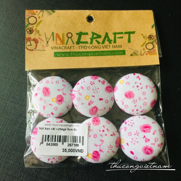 Nút bọc vải vintage 6c 3cm mẫu 7