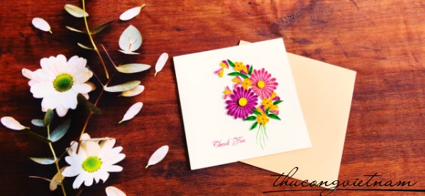 Thiệp quilling Thank you bông hoa