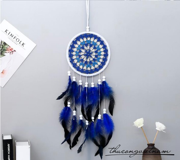 Dreamcatcher xanh dương lưới chỉ cotton