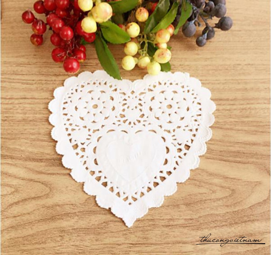 Ren giấy hình trái tim thủ công 14cm