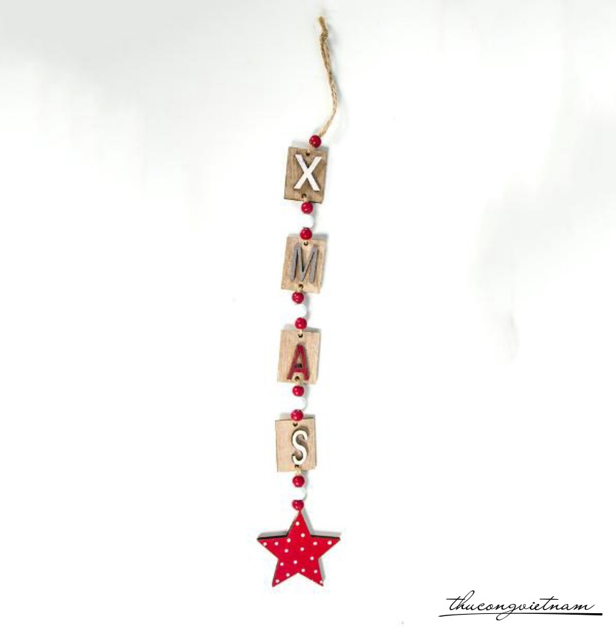 Dây treo Xmas gỗ ngôi sao
