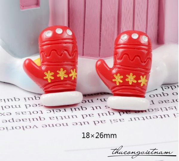 Mô hình 2D đôi găng tay giáng sinh 1.8x2.6cm