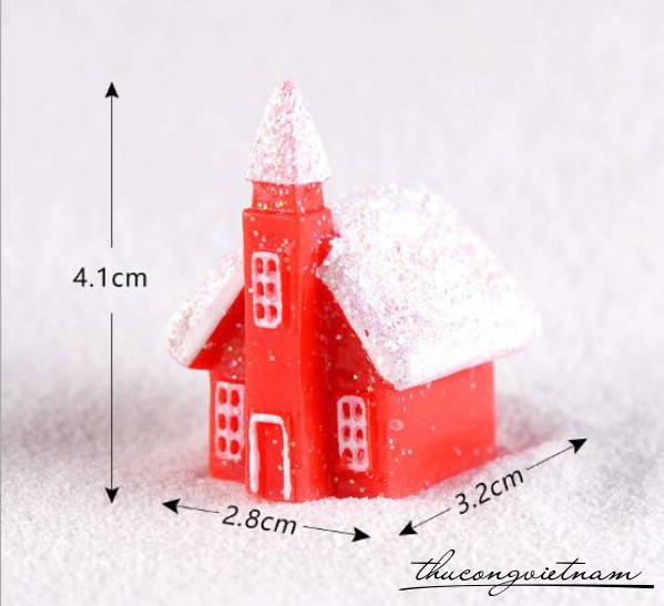 Nhà thờ mái phủ tuyết 2.8x3.2x4.1cm 