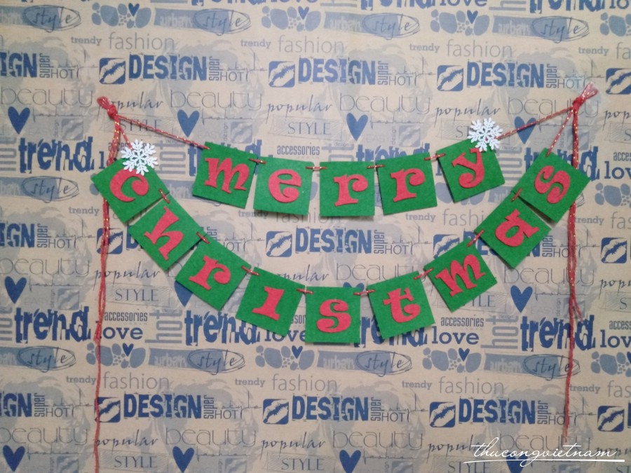 Dây treo Merry Christmas ô vuông 5cm mẫu 2