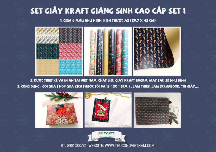 Set giấy kraft giáng sinh cao cấp 1