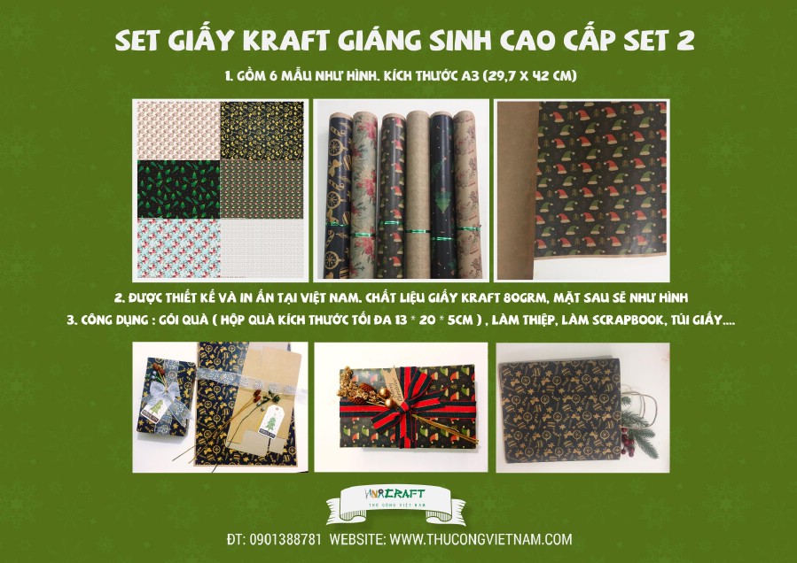 Set giấy kraft giáng sinh cao cấp 2