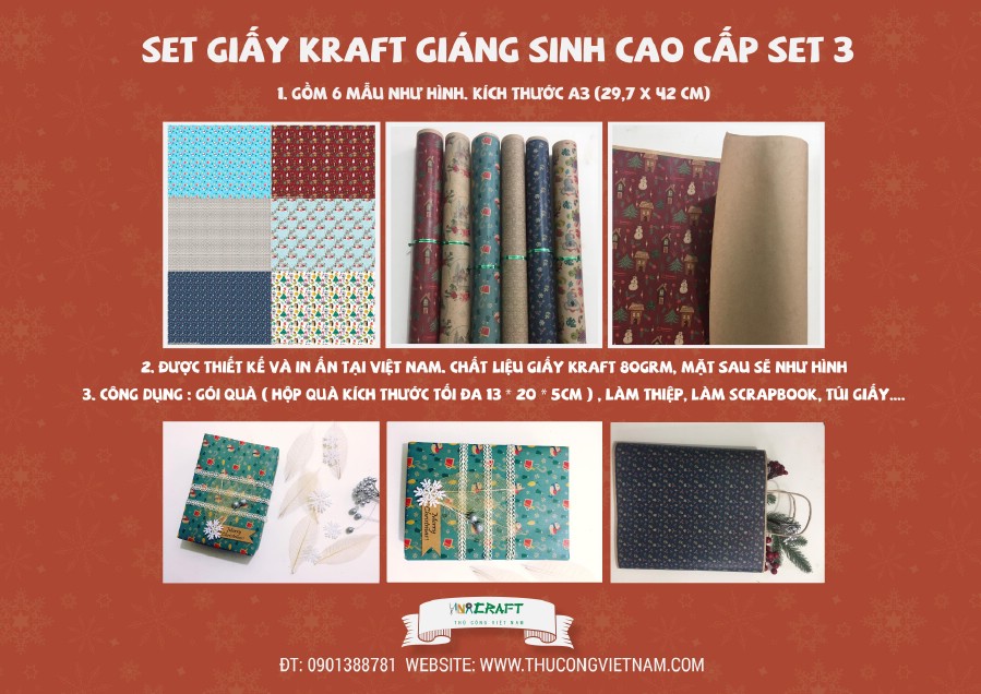 Set giấy kraft giáng sinh cao cấp 3