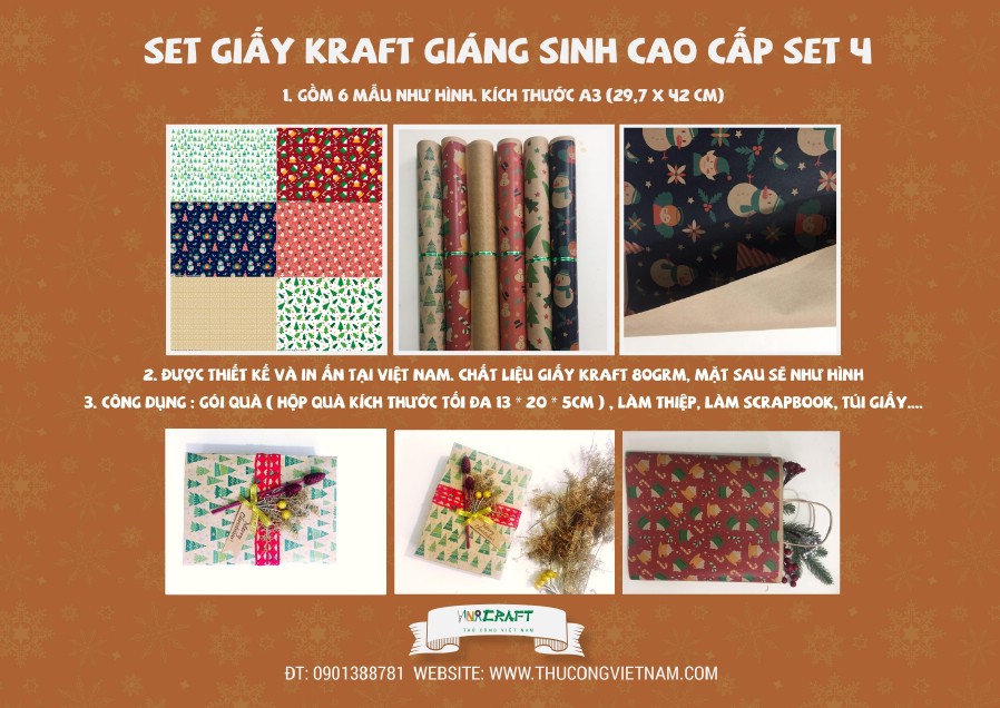 Set giấy kraft giáng sinh cao cấp 4