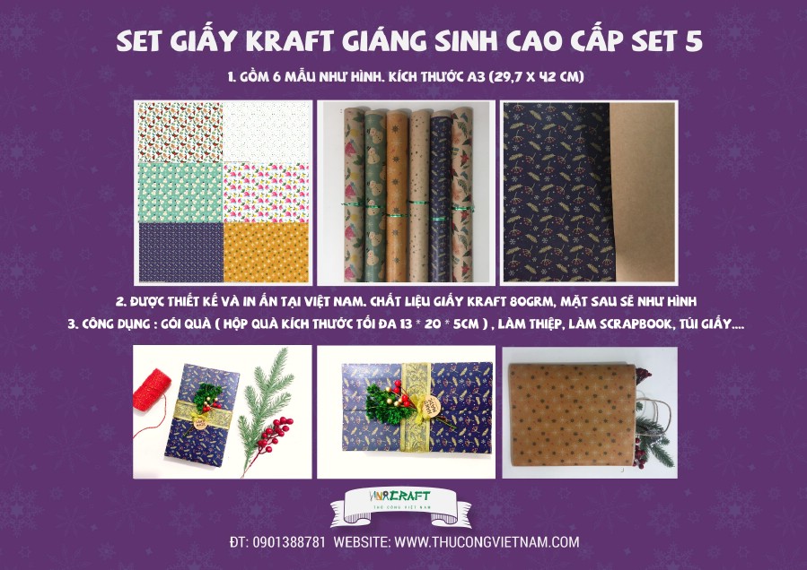 Set giấy kraft giáng sinh cao cấp 5