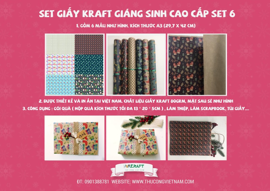 Set giấy kraft giáng sinh cao cấp 6