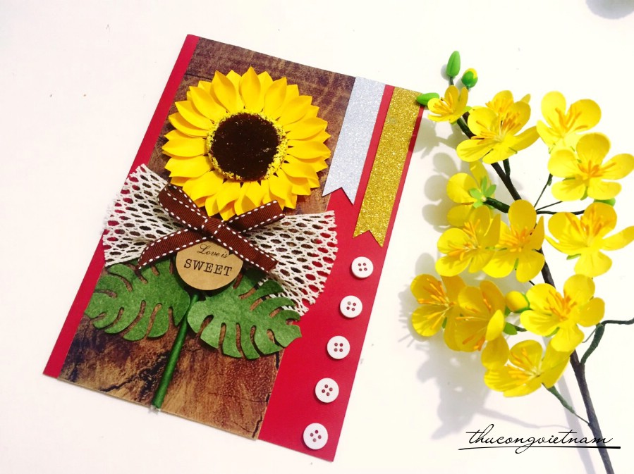 Thiệp Handmade hoa hướng dương