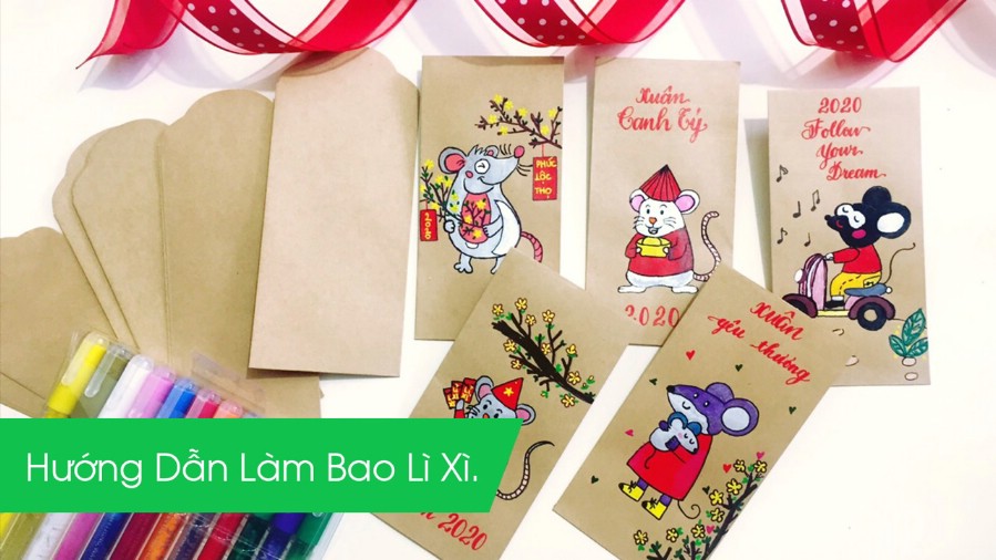 Hướng dẫn làm bao lì xì Canh Tý 2020