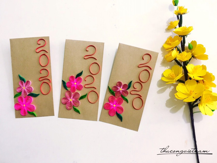 Bao lì xì hoa quilling 2020
