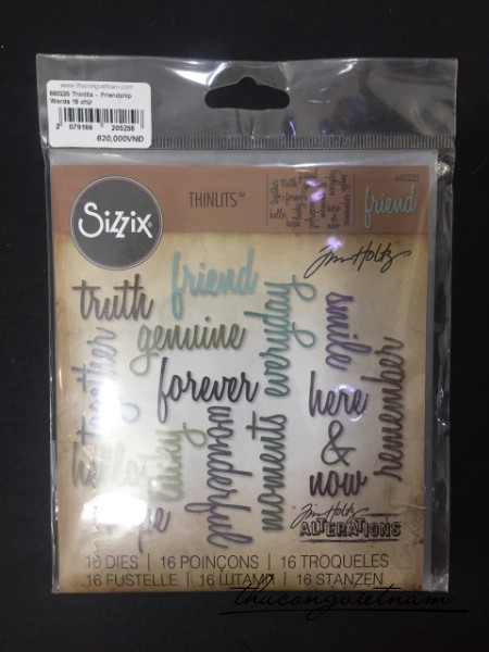 660225-Khuôn cắt Sizzix Thinlits Friendship Words 16 chữ