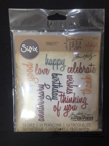 660223-Khuôn cắt Sizzix Thinlits Celebrate words 13 chữ