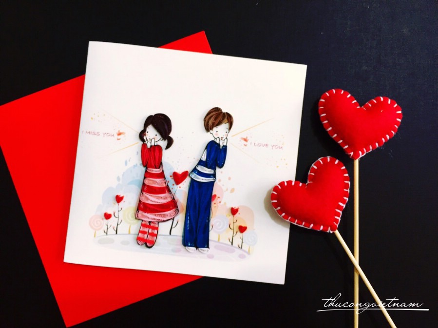 Thiệp quilling couple 2