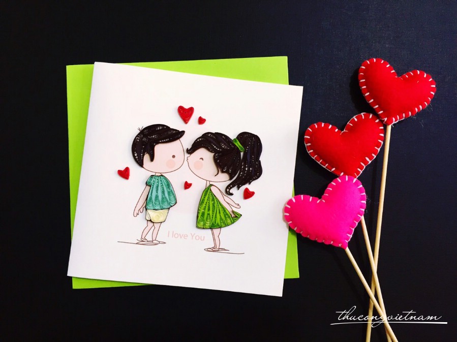 Thiệp quilling couple 4