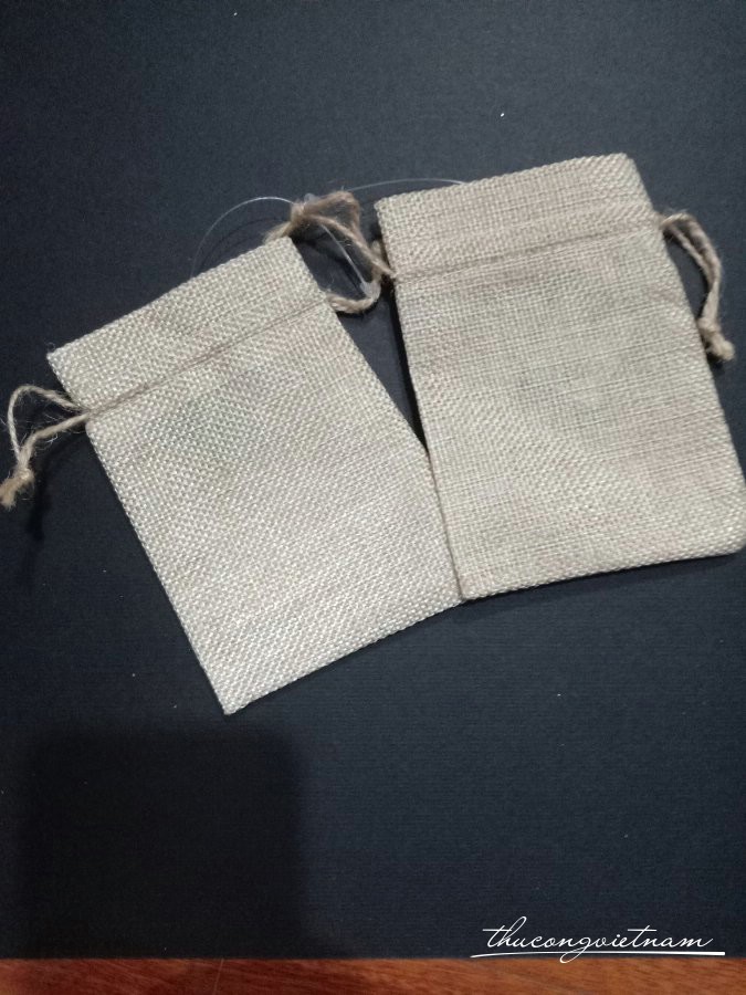 Túi rút vải bố nâu 8.5x12cm