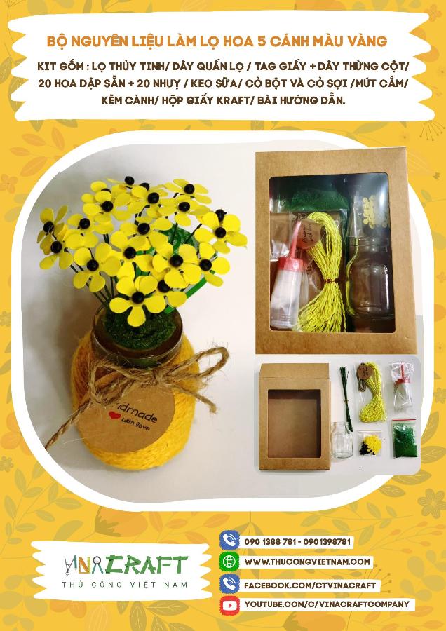 Kit lọ hoa 5 cánh - Vàng