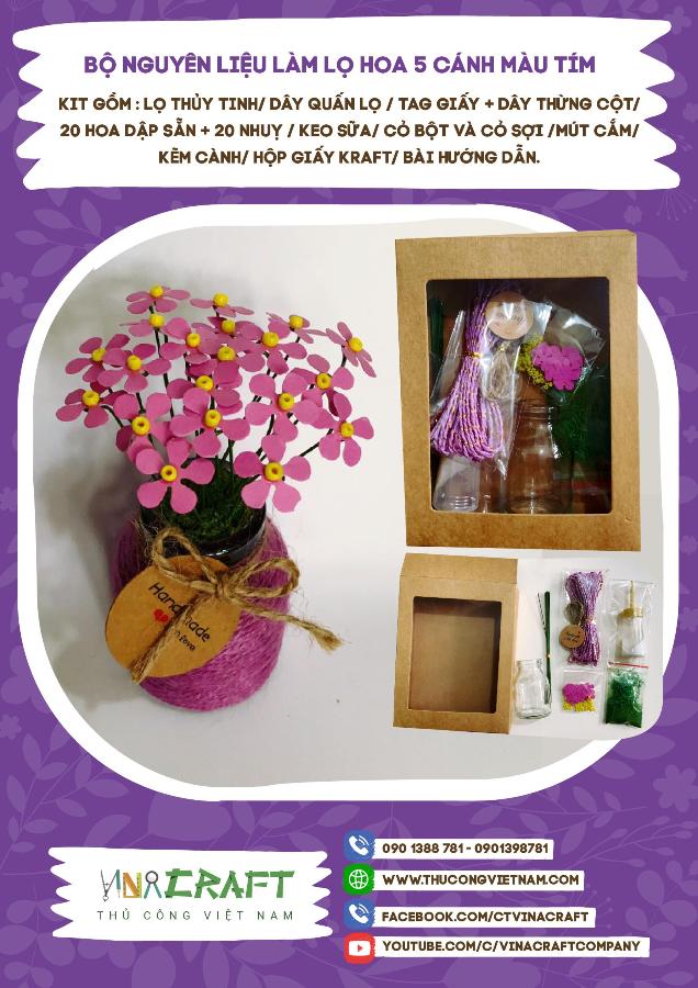 Kit lọ hoa 5 cánh - Tím