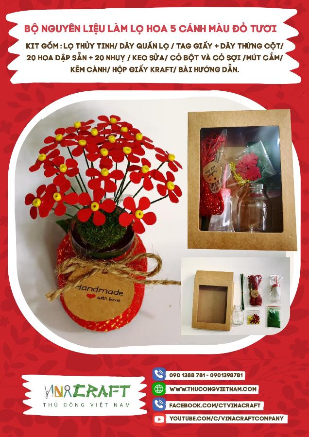 Kit lọ hoa 5 cánh - Đỏ
