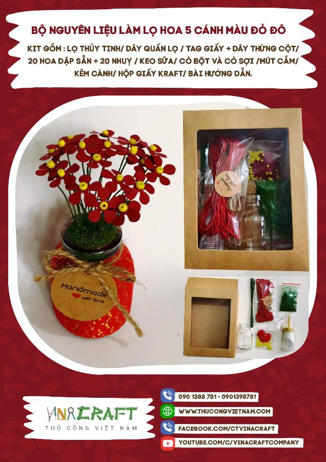 Kit lọ hoa 5 cánh - Đỏ đô