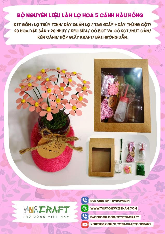 Kit lọ hoa 5 cánh - Hồng