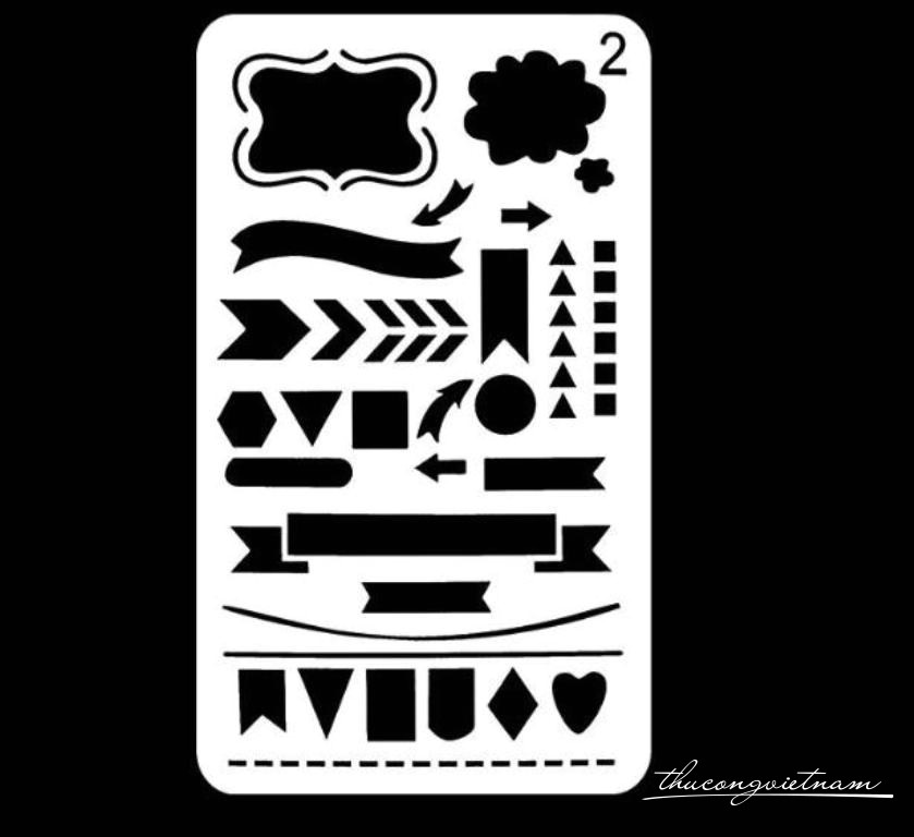 Khuôn vẽ Stencil Plastic mẫu 2 - size 10.2x17.8cm                                                                                                                                                                                                                                                           