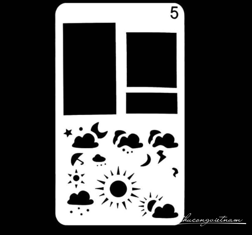 Khuôn vẽ Stencil Plastic mẫu 5 - size 10.2x17.8cm                                                                                                                                                                                                                                                           