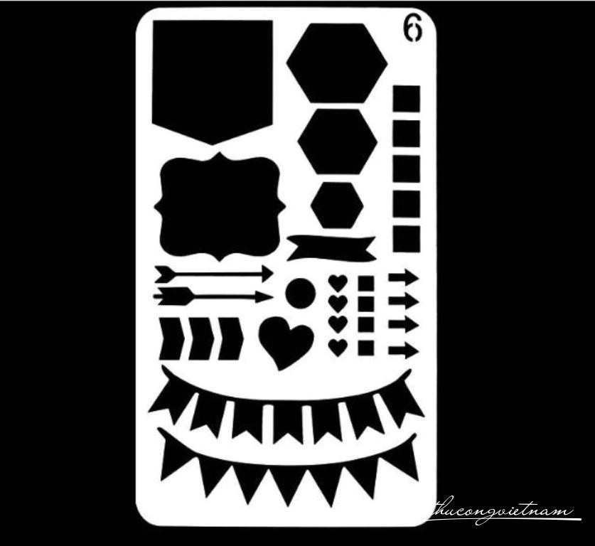 Khuôn vẽ Stencil Plastic mẫu 6 - size 10.2x17.8cm                                                                                                                                                                                                                                                           