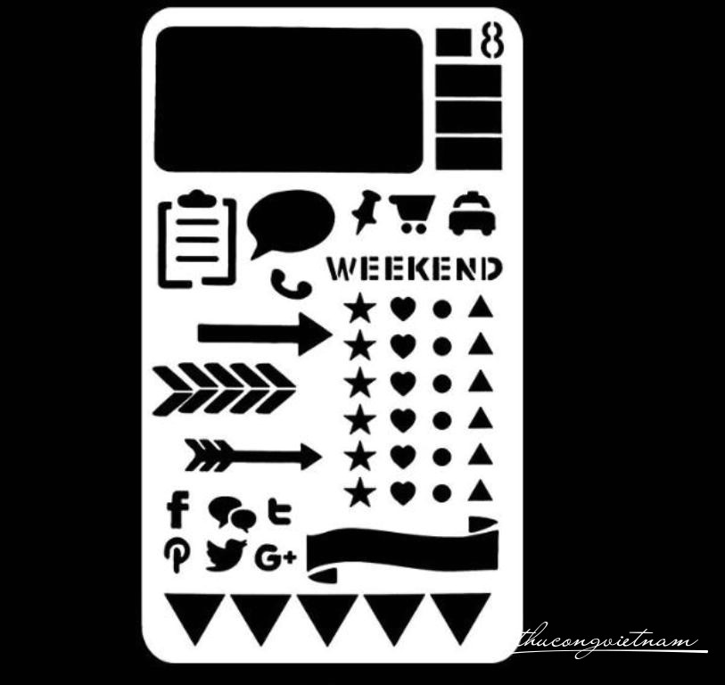 Khuôn vẽ Stencil Plastic mẫu 8 - size 10.2x17.8cm                                                                                                                                                                                                                                                           