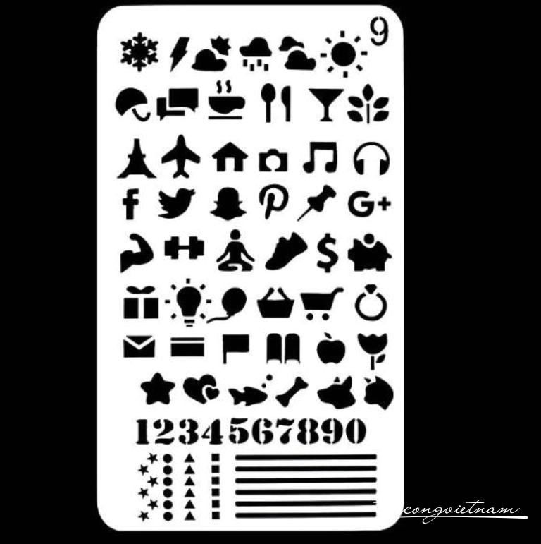 Khuôn vẽ Stencil Plastic mẫu 9 - size 10.2x17.8cm                                                                                                                                                                                                                                                           