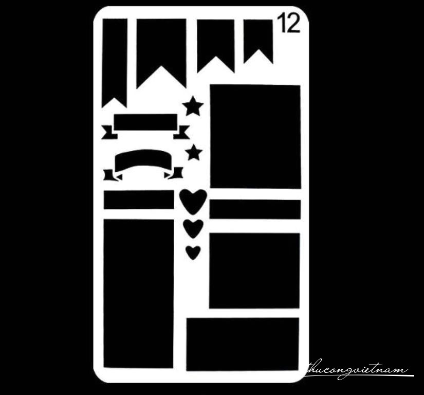 Khuôn vẽ Stencil Plastic mẫu 12 - size 10.2x17.8cm                                                                                                                                                                                                                                                          