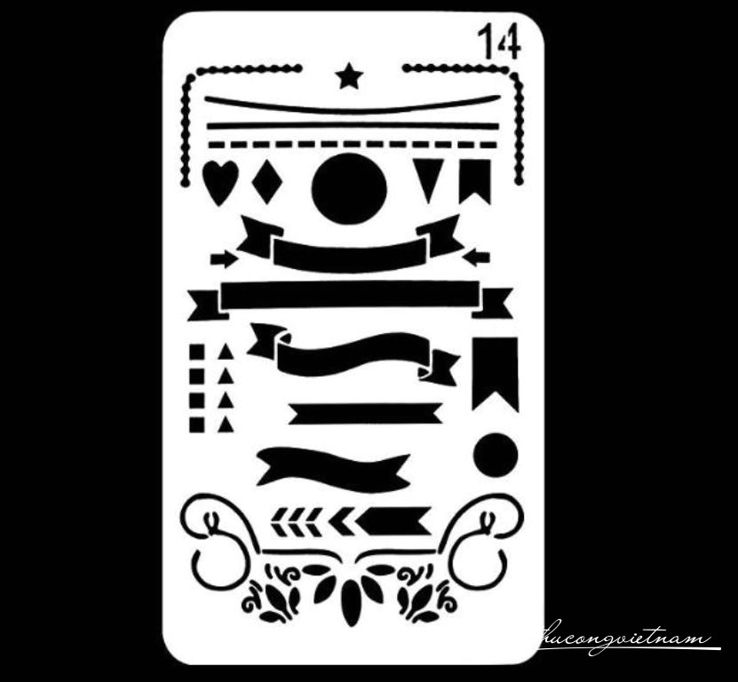 Khuôn vẽ Stencil Plastic mẫu 14 - size 10.2x17.8cm                                                                                                                                                                                                                                                          