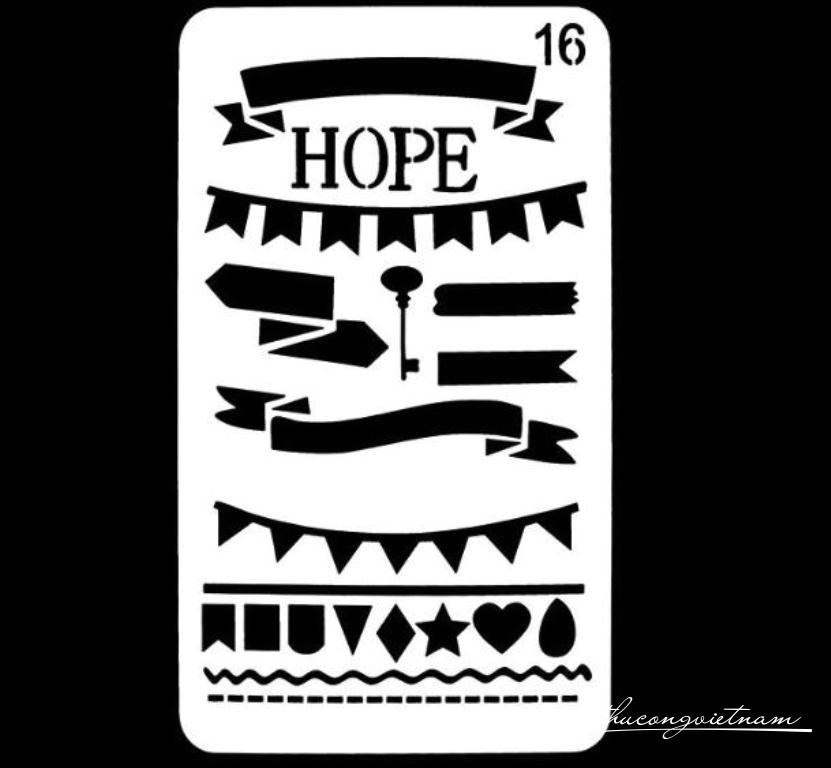 Khuôn vẽ Stencil Plastic mẫu 16 - size 10.2x17.8cm                                                                                                                                                                                                                                                          