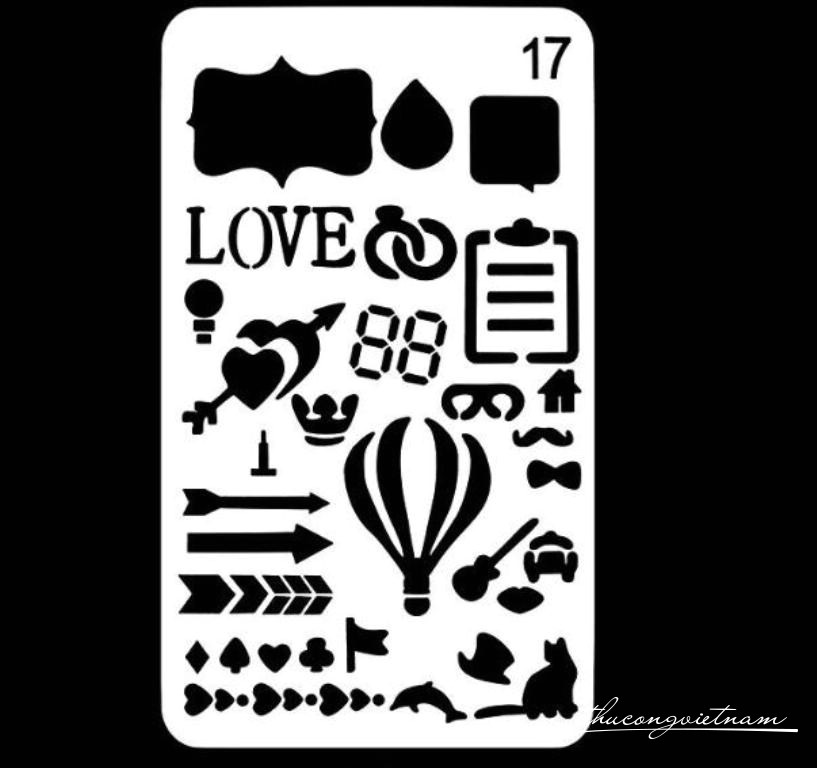 Khuôn vẽ Stencil Plastic mẫu 17 - size 10.2x17.8cm                                                                                                                                                                                                                                                          