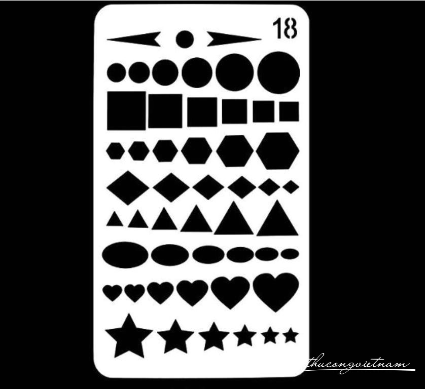 Khuôn vẽ Stencil Plastic mẫu 18 - size 10.2x17.8cm                                                                                                                                                                                                                                                          