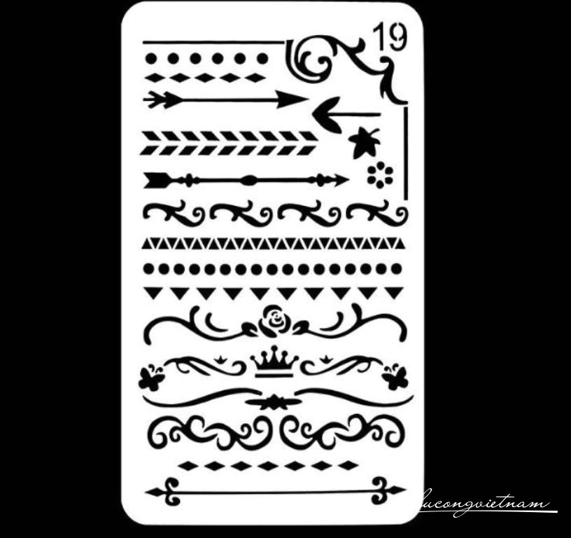 Khuôn vẽ Stencil Plastic mẫu 19 - size 10.2x17.8cm                                                                                                                                                                                                                                                          