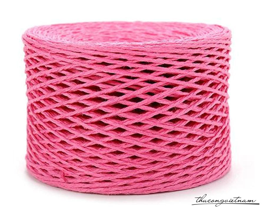 Dây giấy cuộn 200m xe 2 sợi - Hồng